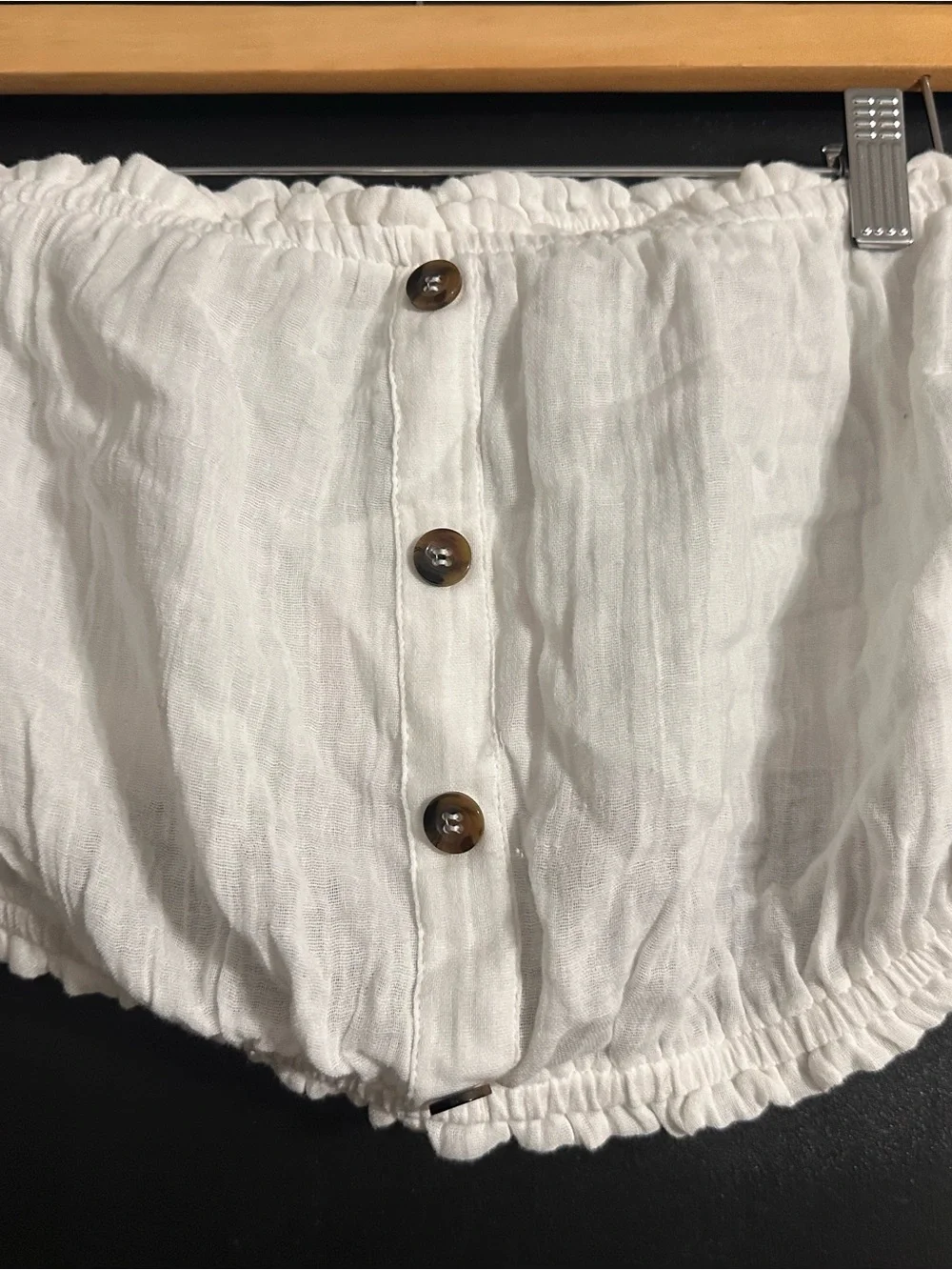 White 2 piece beach set with wide-leg pants and strapless top - Picture 5 of 5